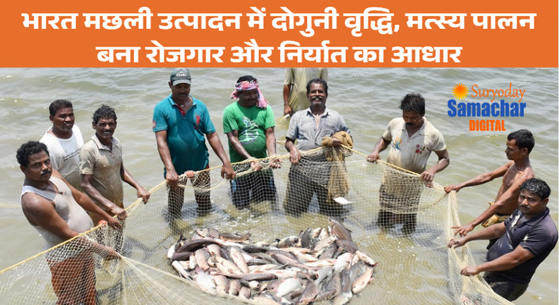 भारत में मछली उत्पादन 10 साल में दोगुना, मत्स्य पालन बना रोज़गार और आय का बड़ा स्रोत