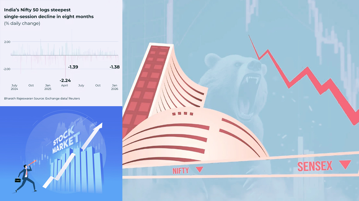 Sensex Nifty Stock Market गिरावट का ग्राफ