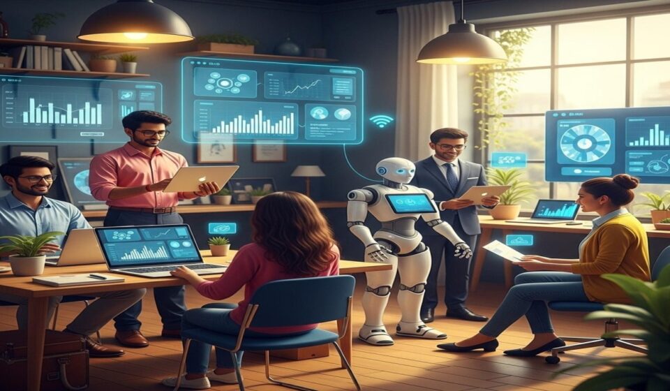 भारतीय टेक स्टार्टअप टीम ओपन सोर्स AI प्रोजेक्ट पर चर्चा करते हुए।