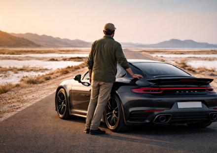 कच्छ की खुली सड़क पर लग्जरी स्पोर्ट्स कार के साथ Sunny Deol, Border 2 की कामयाबी के बाद ब्रेक लेते हुए।