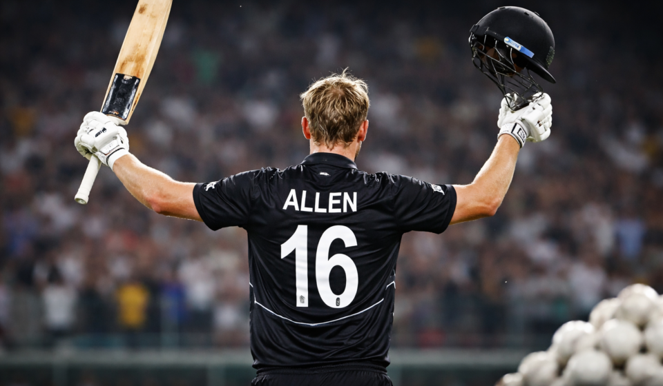 न्यूज़ीलैंड के बल्लेबाज़ फिन एलन, सबसे तेज़ 5000 T20 रन बनाने का रिकॉर्ड बनाते हुए