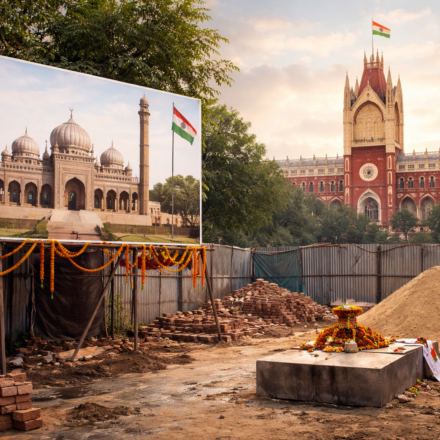 बेलडांगा क्षेत्र में प्रस्तावित मस्जिद निर्माण स्थल का बाहरी दृश्य, जहां बाबरी मस्जिद शिलान्यास कार्यक्रम आयोजित हुआ।