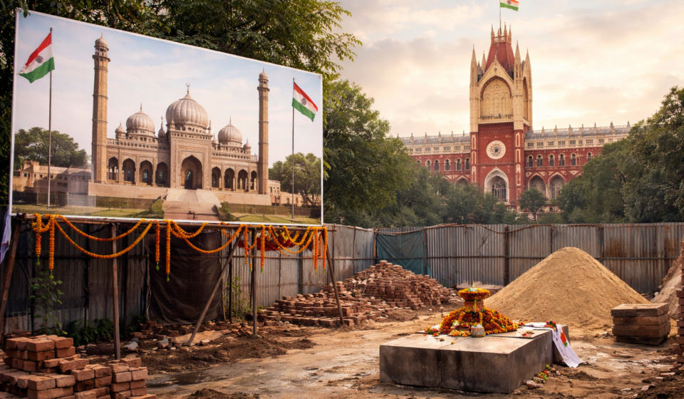 बेलडांगा क्षेत्र में प्रस्तावित मस्जिद निर्माण स्थल का बाहरी दृश्य, जहां बाबरी मस्जिद शिलान्यास कार्यक्रम आयोजित हुआ।