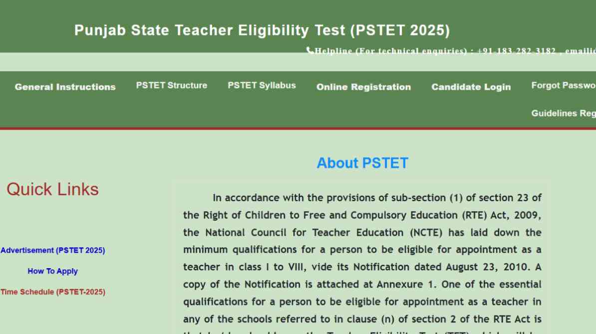 PSTET Admit Card 2026 download from pstet2025.org