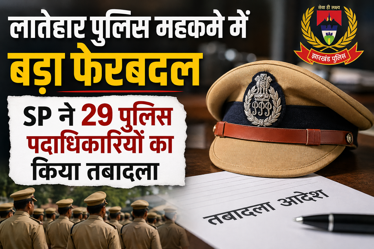 लातेहार पुलिस तबादला | SP ने 29 अधिकारियों का किया बड़ा फेरबदल, 24 घंटे में जॉइनिंग का आदेश
