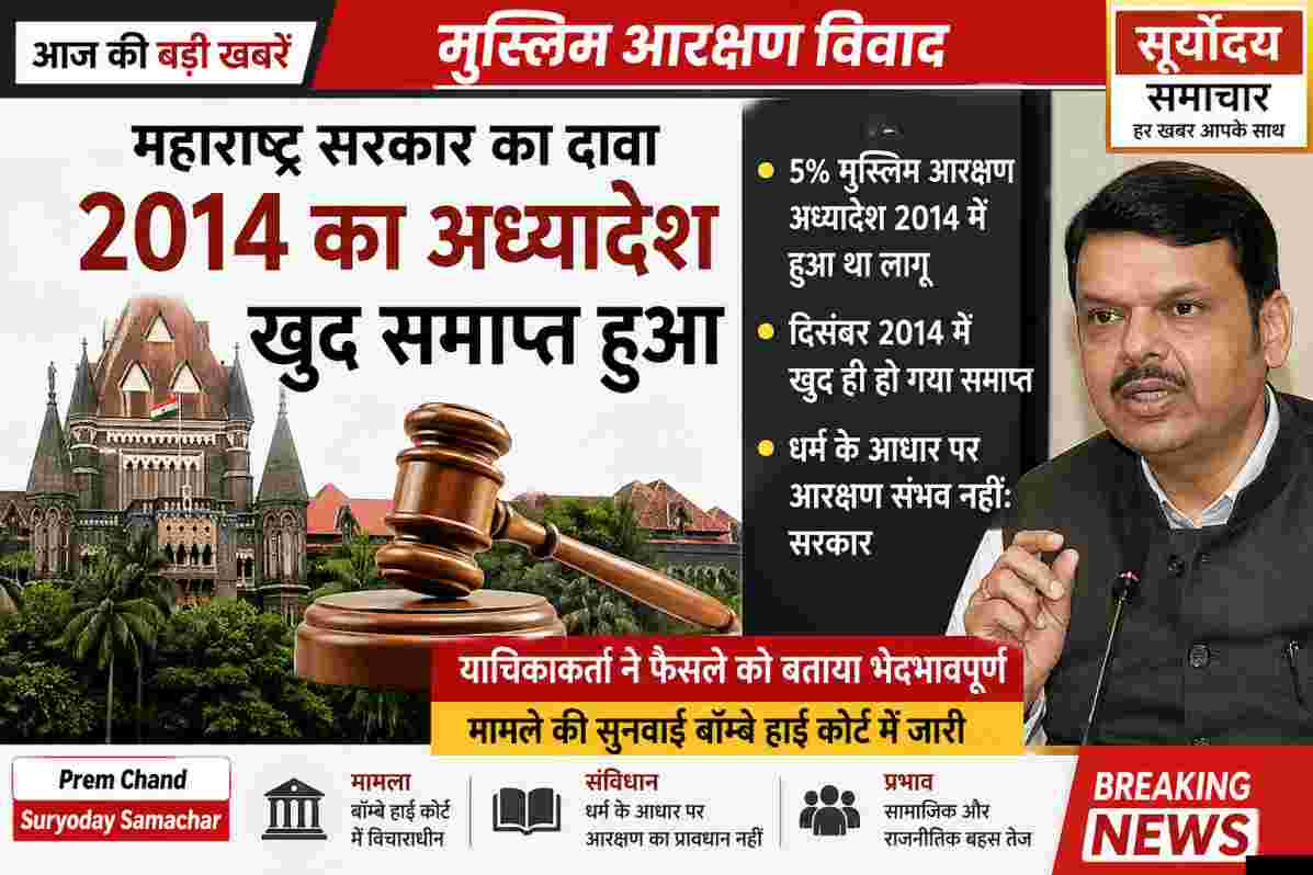 महाराष्ट्र में मुस्लिम आरक्षण विवाद पर कोर्ट केस, 2014 अध्यादेश खत्म होने पर सरकार का बयान