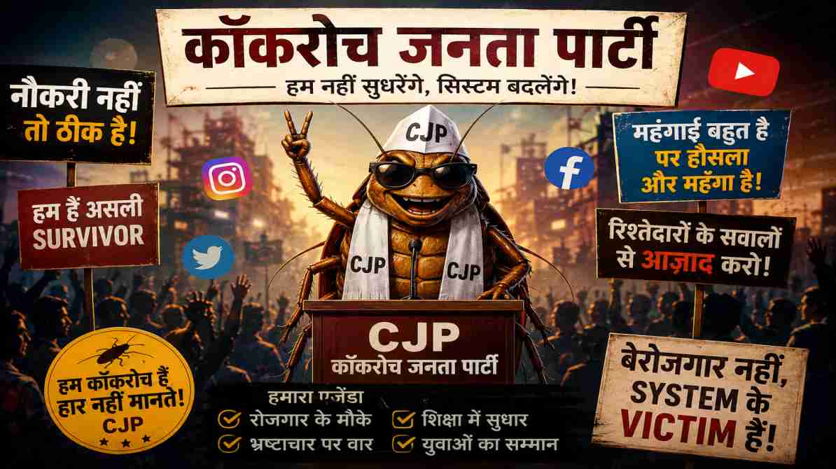 कॉकरोच जनता पार्टी | सोशल मीडिया पर वायरल हो रही नई व्यंग्य राजनीति की कहानी