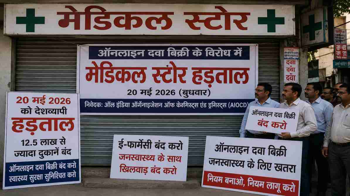 20 मई 2026 को देशभर में मेडिकल स्टोर हड़ताल, 12 लाख से ज्यादा दवा दुकानें रहेंगी बंद