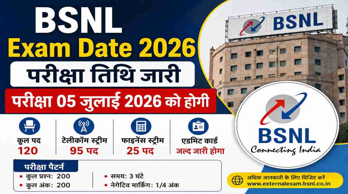 बीएसएनएल सीनियर एग्जीक्यूटिव ट्रेनी भर्ती परीक्षा 2026 से जुड़ी जानकारी दर्शाती प्रतीकात्मक तस्वीर।