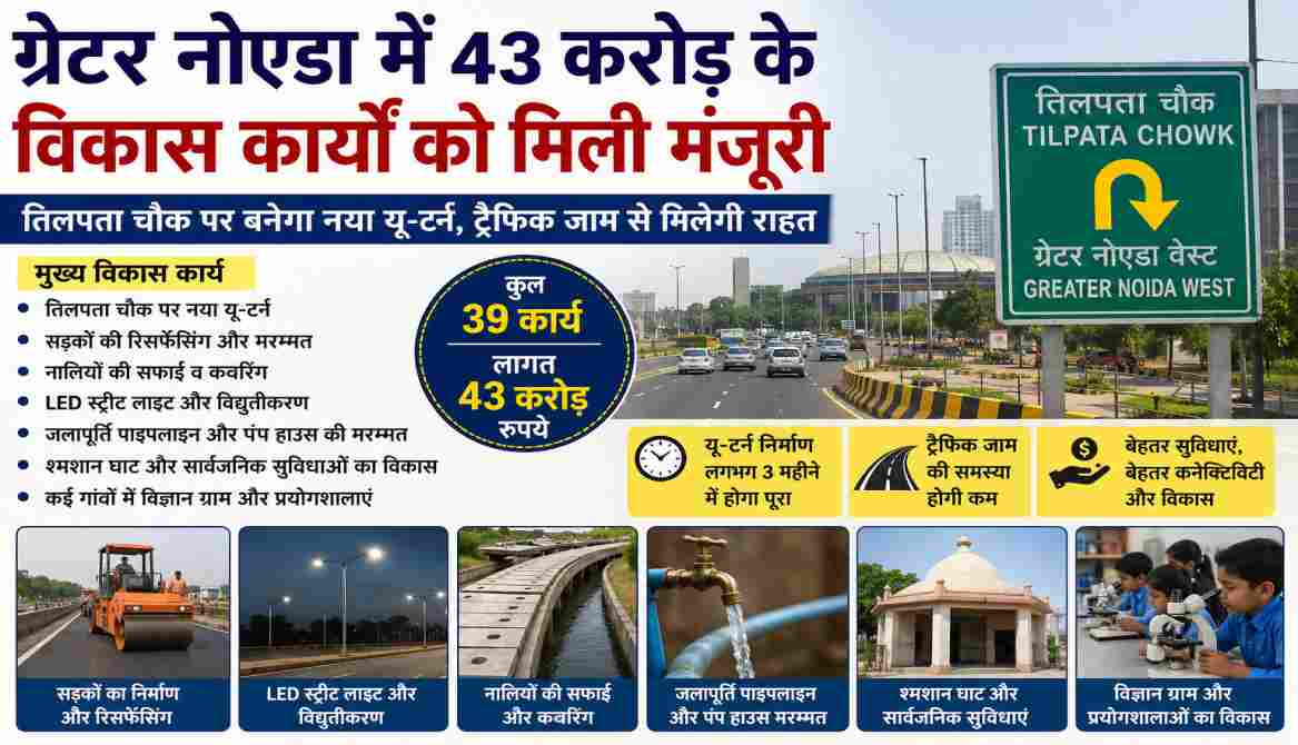 ग्रेटर नोएडा में सड़क, LED स्ट्रीट लाइट, जलापूर्ति और ट्रैफिक सुधार परियोजनाओं पर तेजी से काम शुरू होगा।