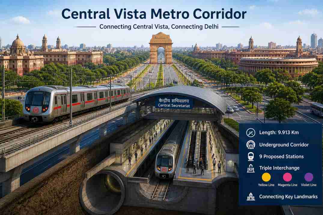 Central Vista Metro Corridor Delhi new metro route construction
