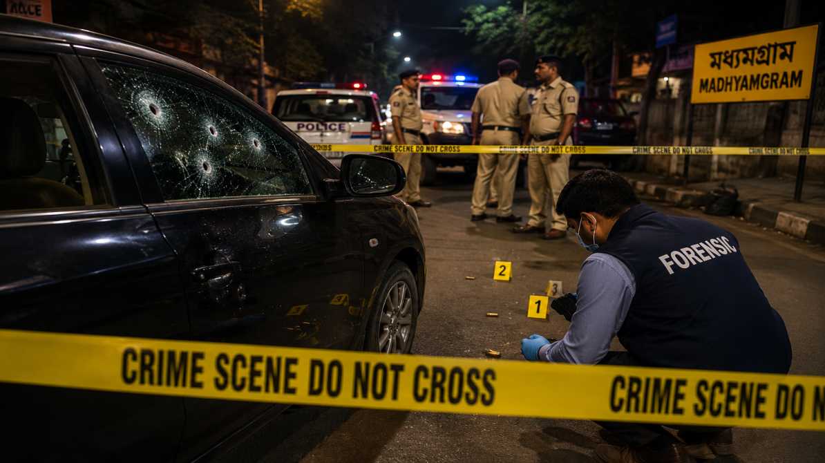 मध्यमग्राम हत्याकांड के बाद पुलिस जांच स्थल